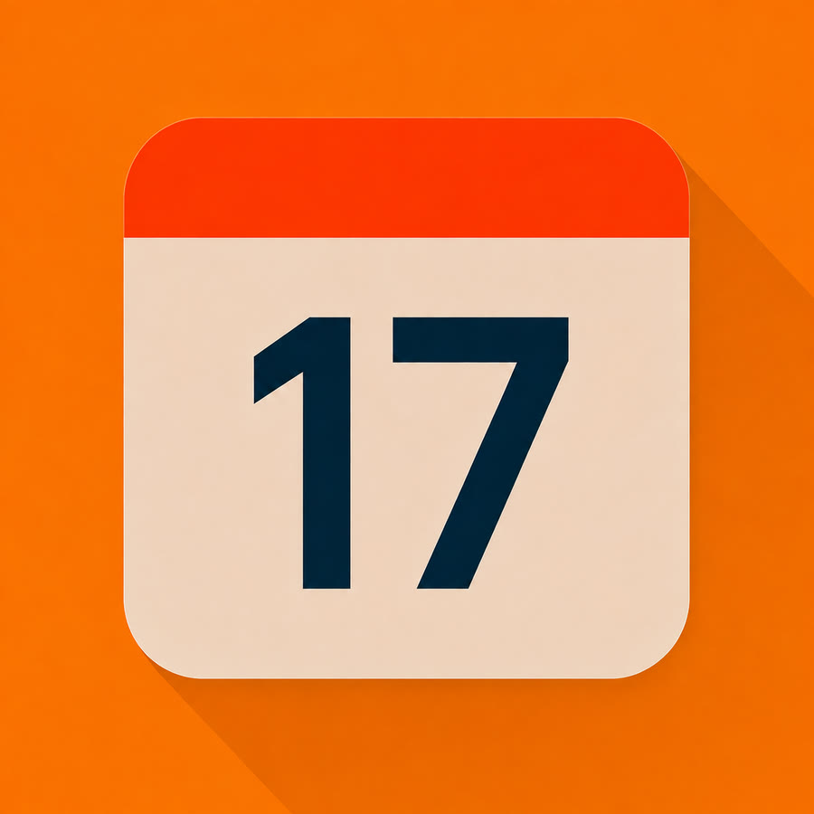 17の日付を大きく表示したカレンダーアイコン